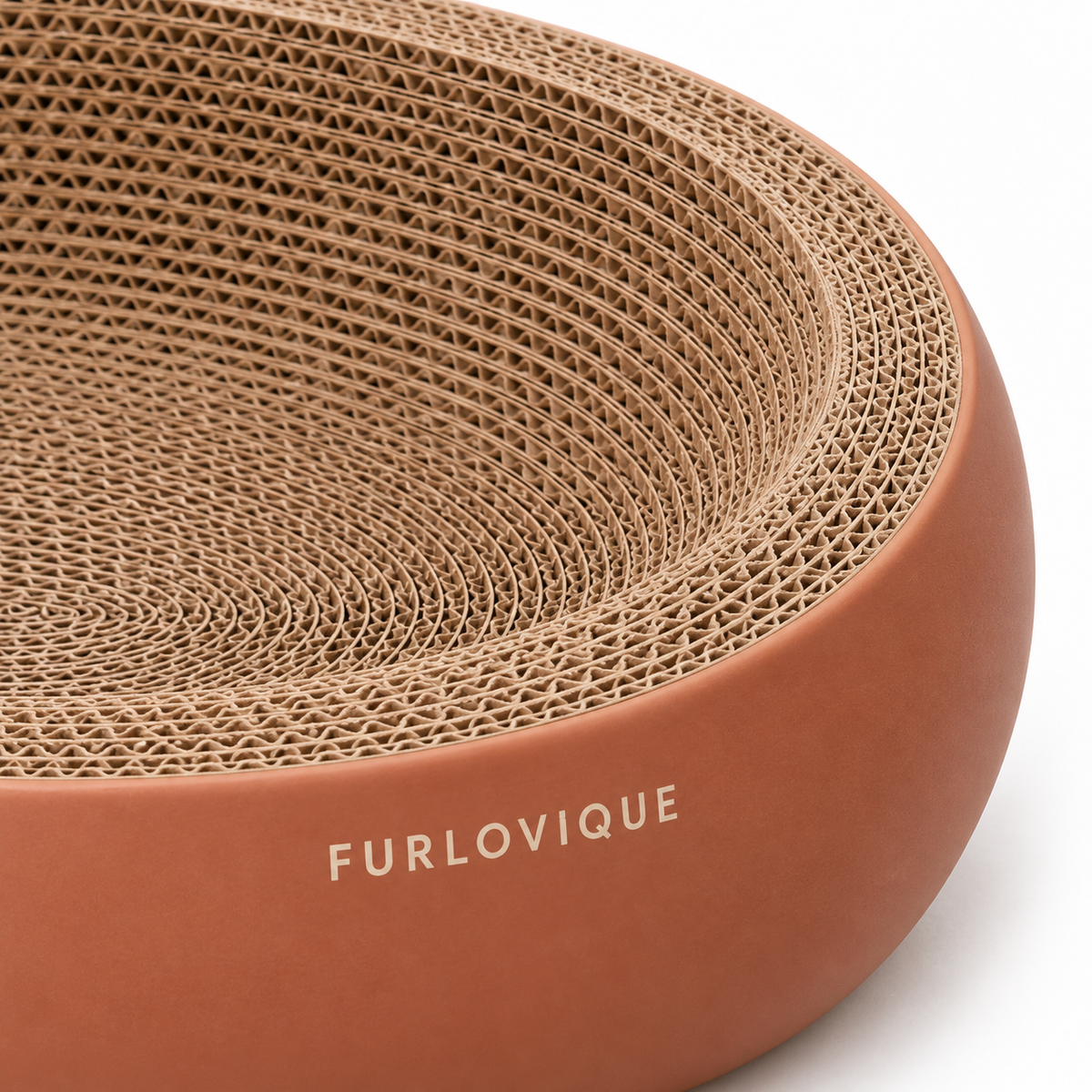Furlovique PebbleNest™ – Oval Cardboard Cat Scratcher Bed