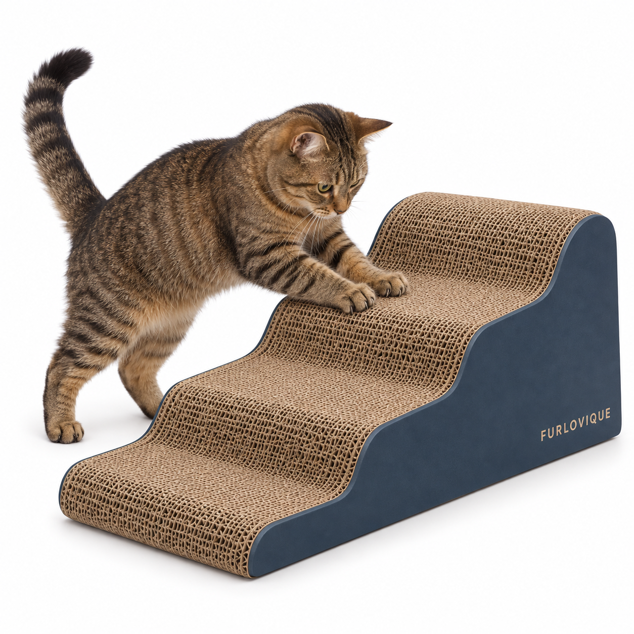 Furlovique RidgeRamp™ – Three-Level Incline Cardboard Cat Scratcher