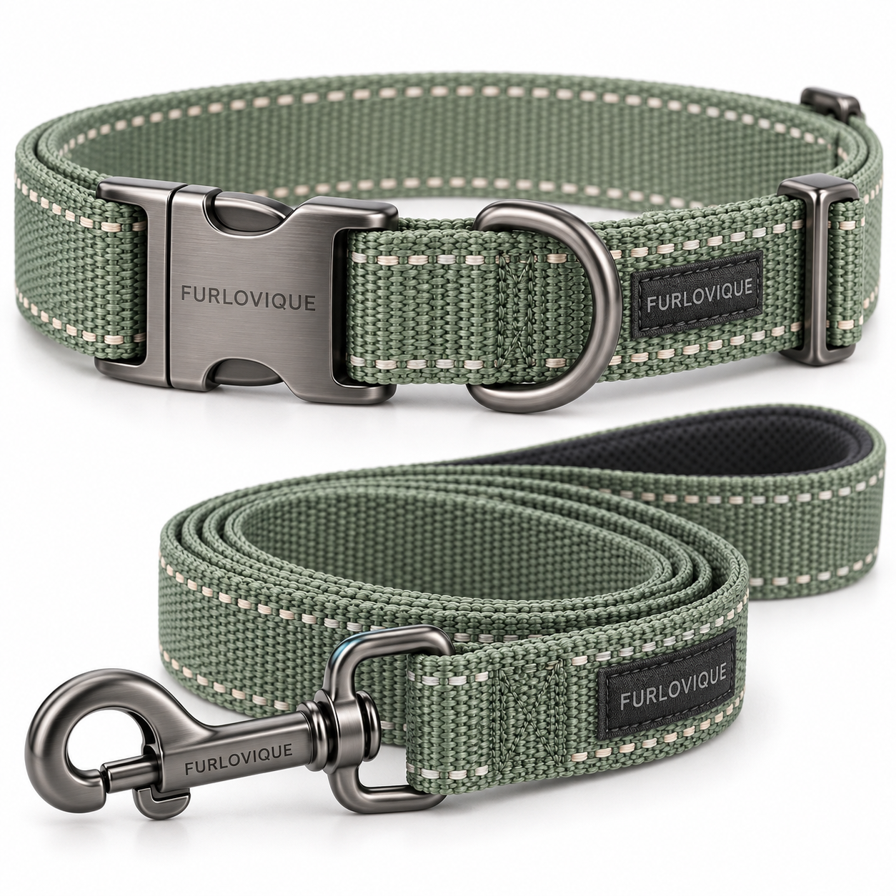 Furlovique MeadowSet™ – Reflective Dog Collar & 6FT Leash Set