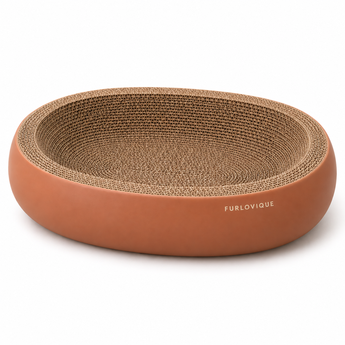 Furlovique PebbleNest™ – Oval Cardboard Cat Scratcher Bed