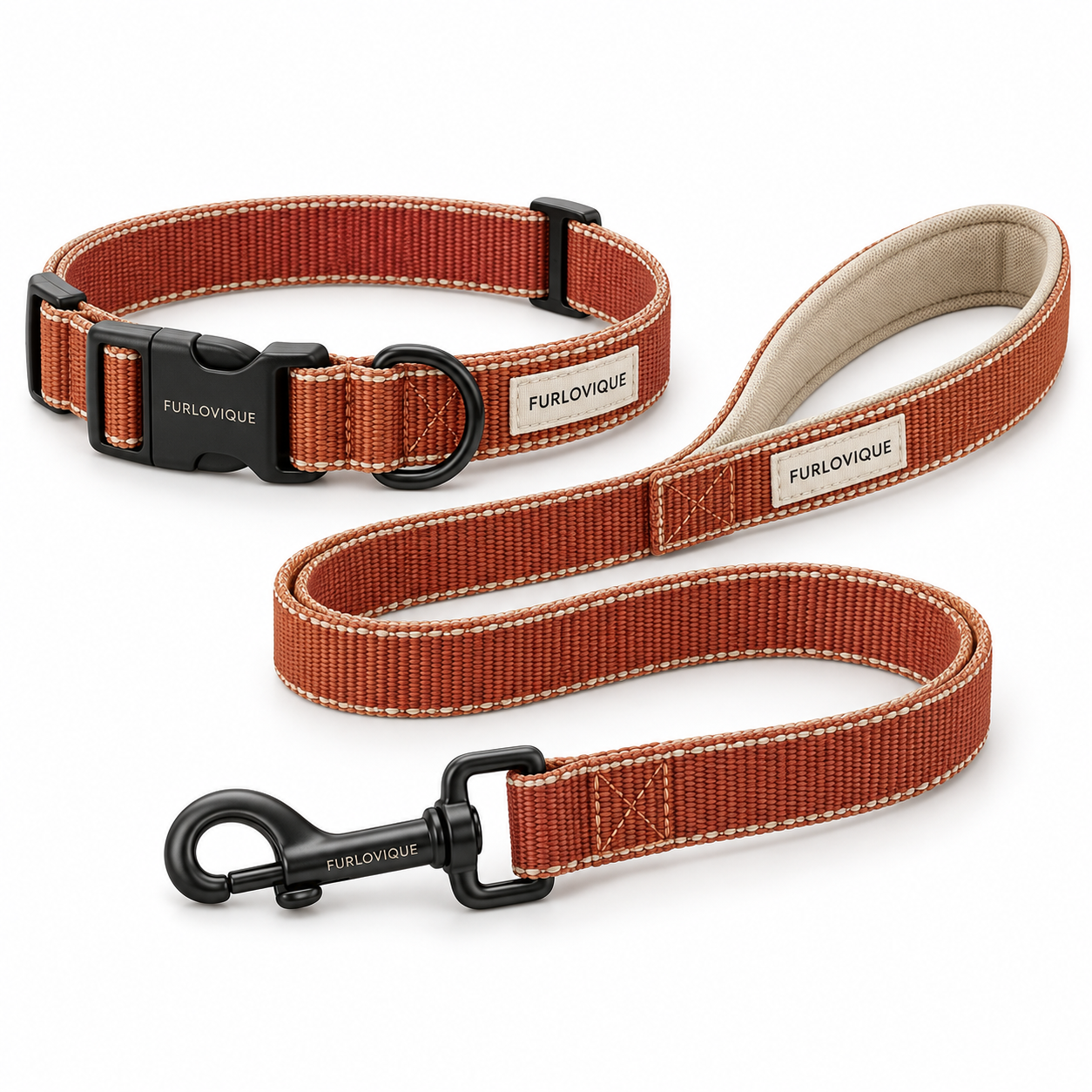 Furlovique CitySet™ – Adjustable Dog Collar & 5FT Leash Set