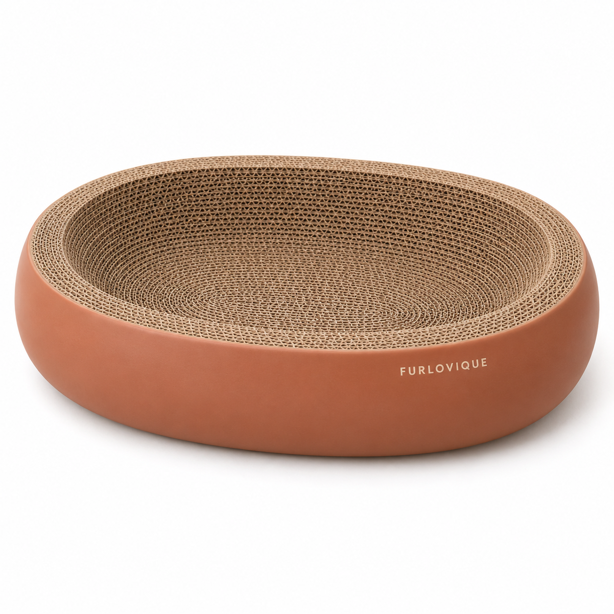 Furlovique PebbleNest™ – Oval Cardboard Cat Scratcher Bed